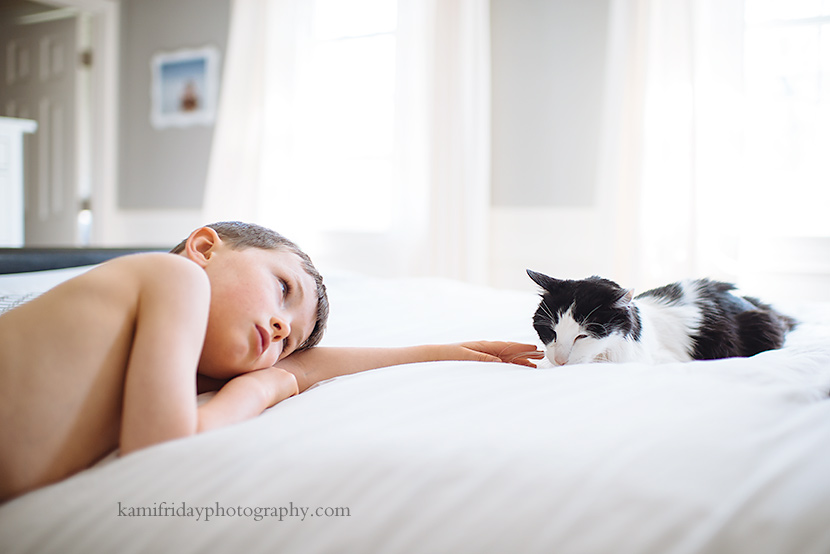 boy and cat photography