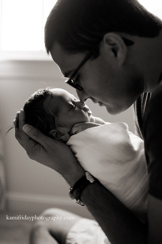 Shirley MA newborn photographer portrait lifestyle portrait with father