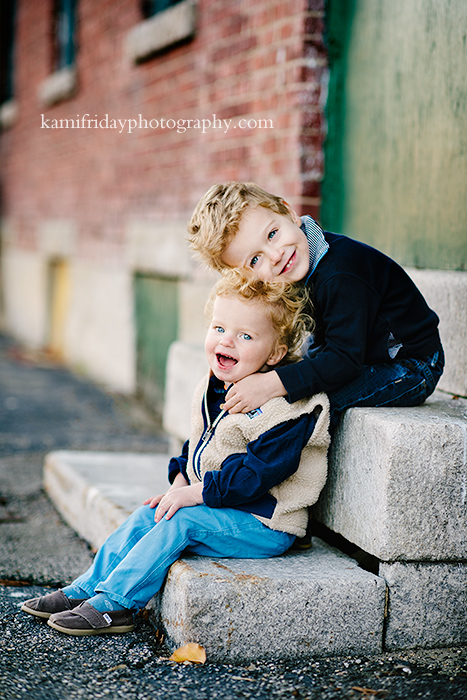 Brothers pose for family portrait in downtown Nashua NH