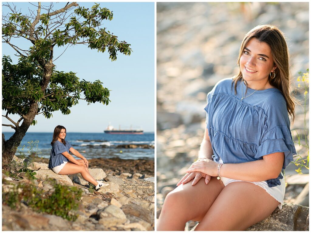 NH Seacoast Senior Photographer, Kami Friday, photographs senior girl at Ordione State Park