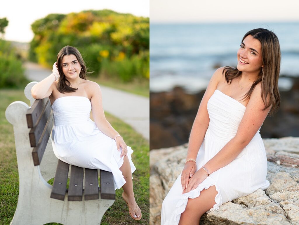 Massachusetts senior poses for photos during golden hour at Ordione State Park