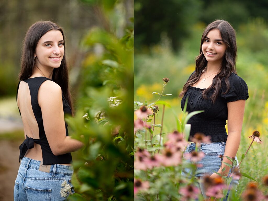 Hollis Brookline seniors pose for yearbook photos in wildflower field